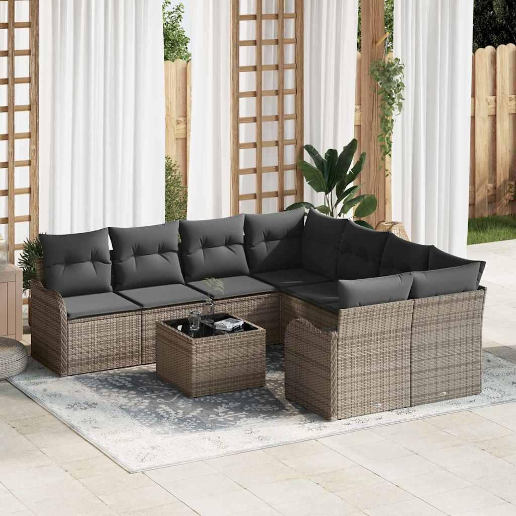 Conjunto de sofá de jardín 9 uds. 8-Número de plazas