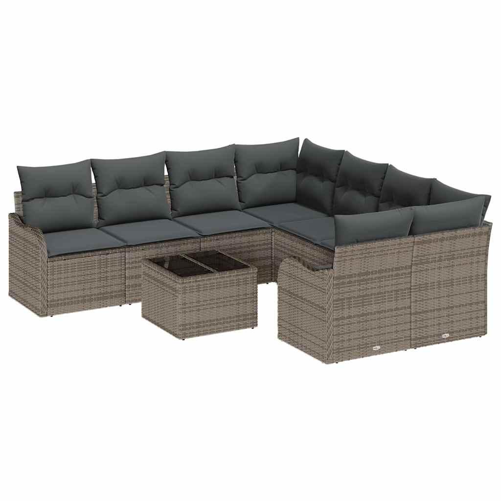 Conjunto de sofá de jardín 9 uds. 8-Número de plazas