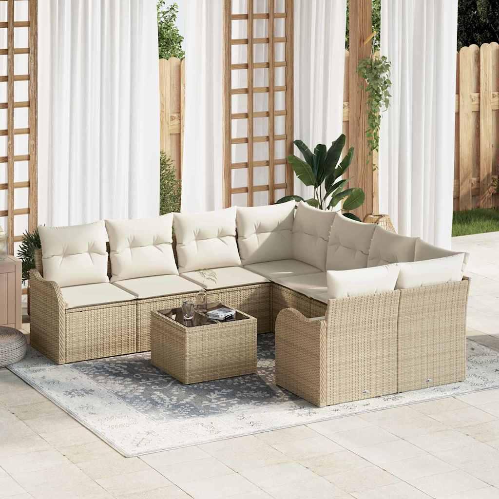 Conjunto de sofá de jardín 9 uds. 8-Número de plazas