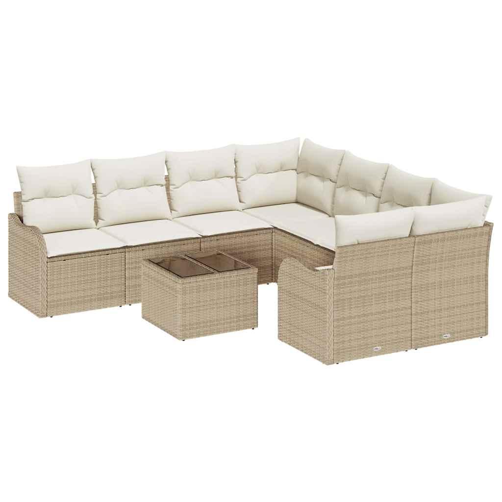 Conjunto de sofá de jardín 9 uds. 8-Número de plazas
