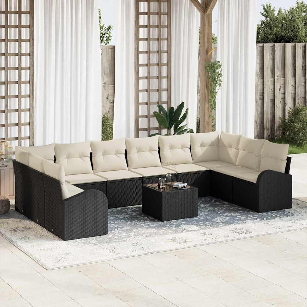 Conjunto de sofás de jardín 11 uds. Beige y Gris Claro