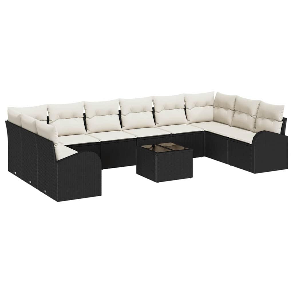 Conjunto de sofás de jardín 11 uds. Beige y Gris Claro