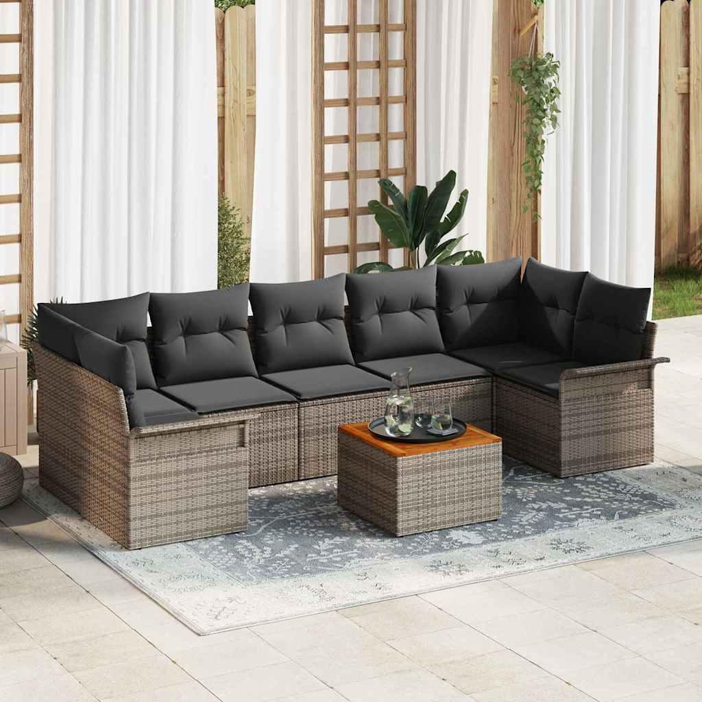 Conjunto de sofás de jardín 8 uds. 7-Número de plazas Negro