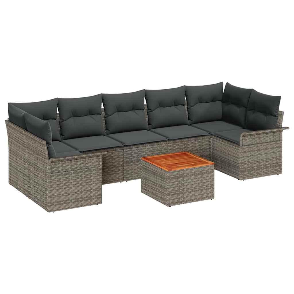 Conjunto de sofás de jardín 8 uds. 7-Número de plazas Negro