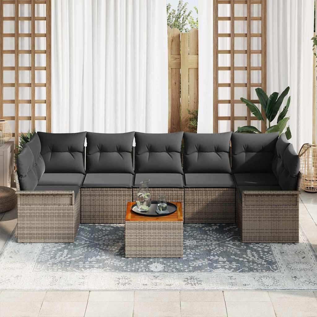 Conjunto de sofás de jardín 8 uds. 7-Número de plazas Negro