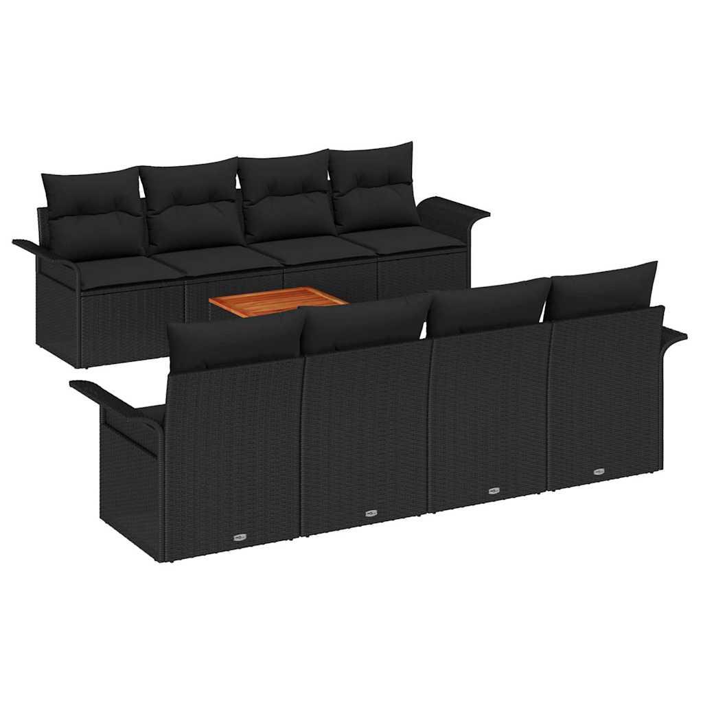 Conjunto de sofás de jardín 9 uds. Beige y gris ratán sintético