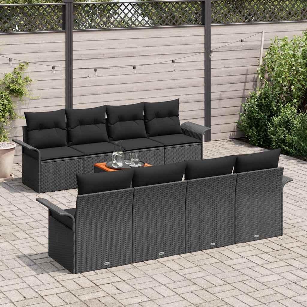 Conjunto de sofás de jardín 9 uds. Beige y gris ratán sintético