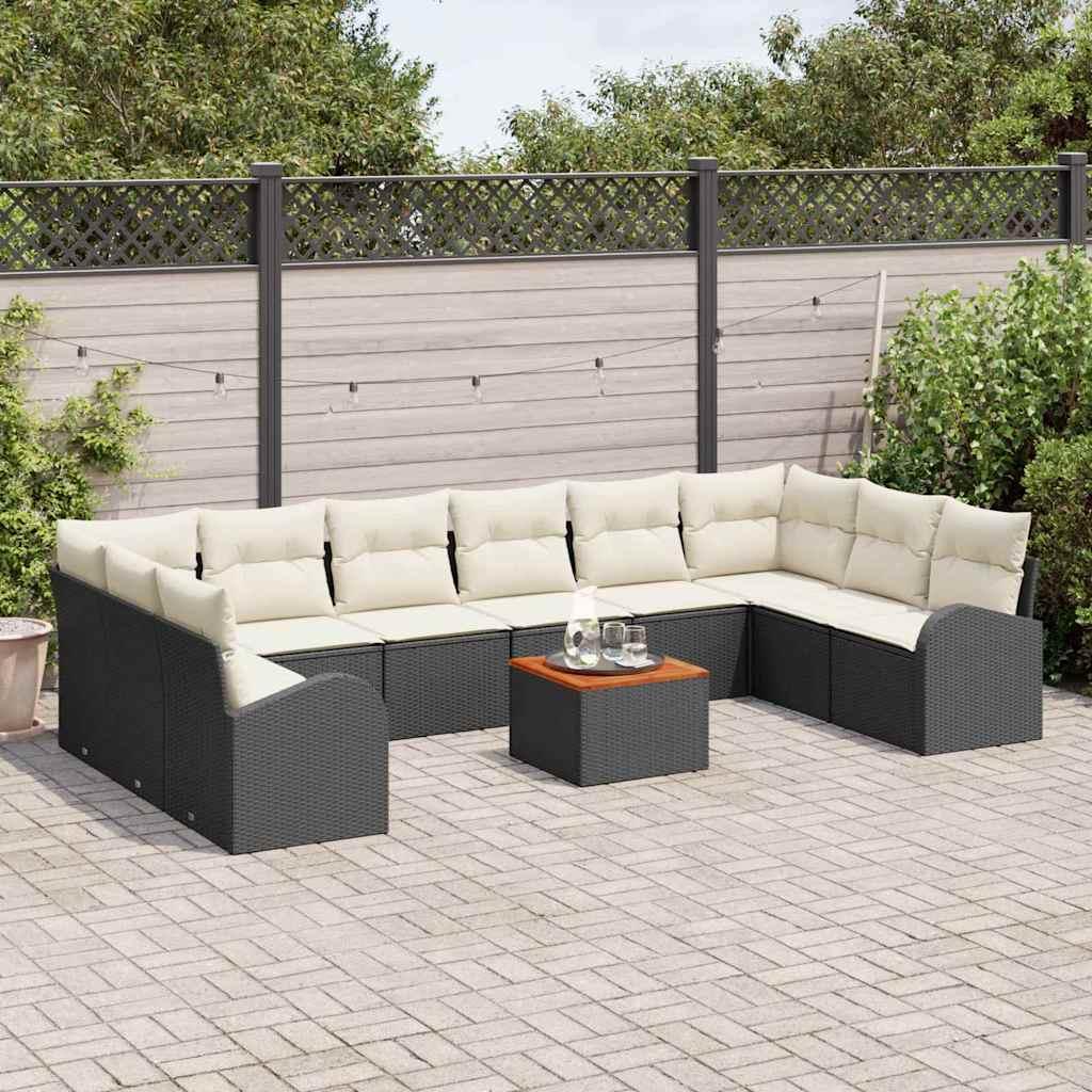 Conjunto de sofás de jardín 11 uds. Beige y Gris Claro