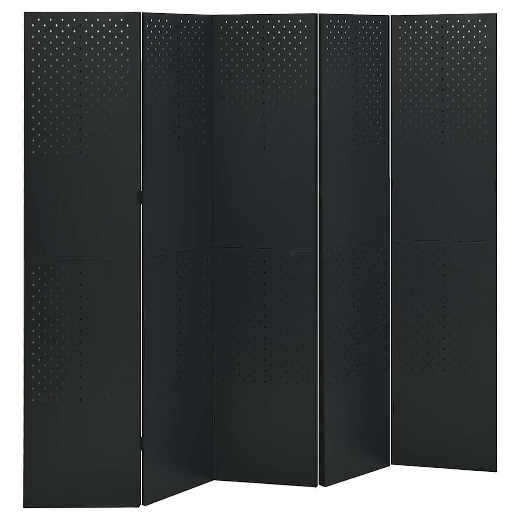 Biombo divisor de 5 paneles acero antracita 200x180 cm