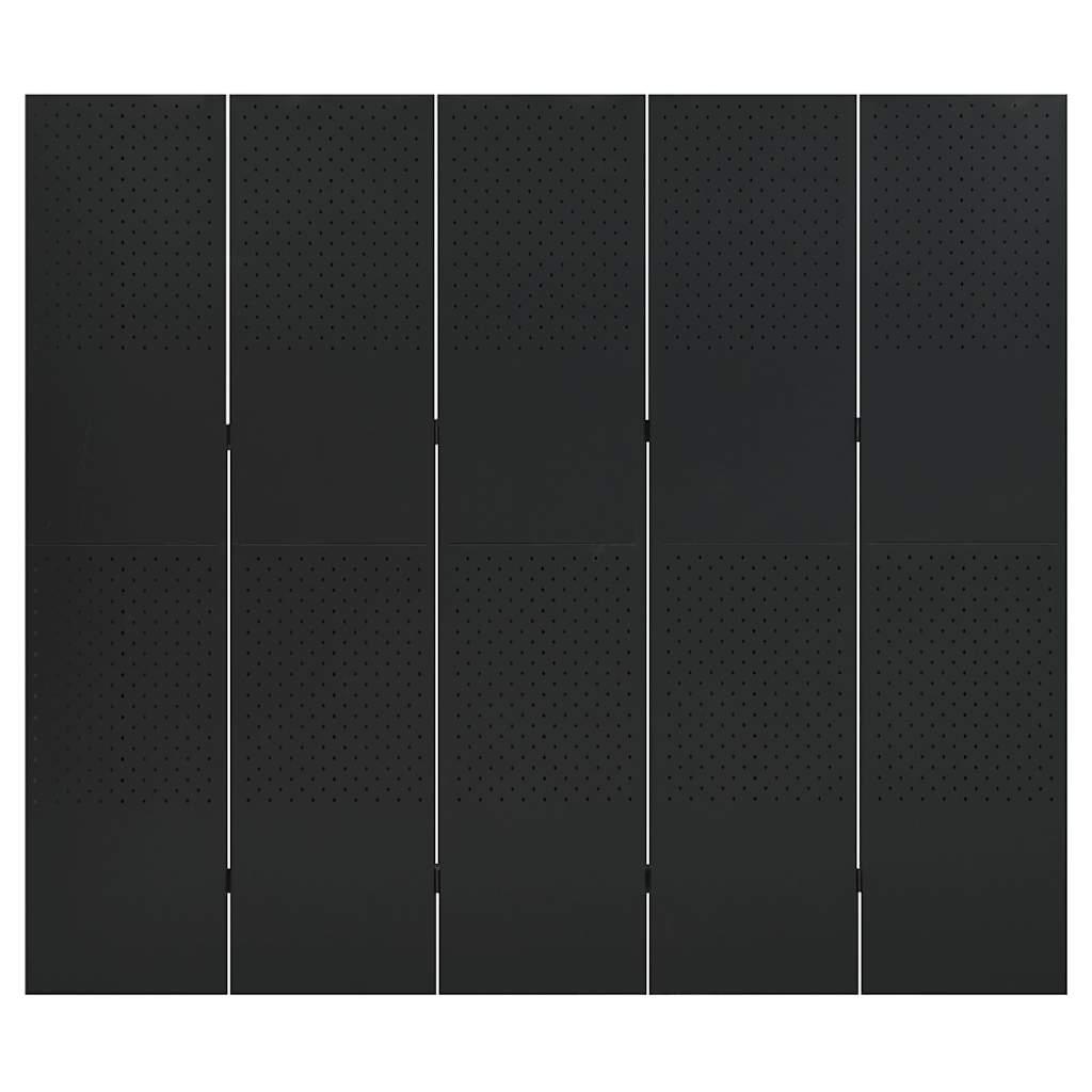 Biombo divisor de 5 paneles acero antracita 200x180 cm