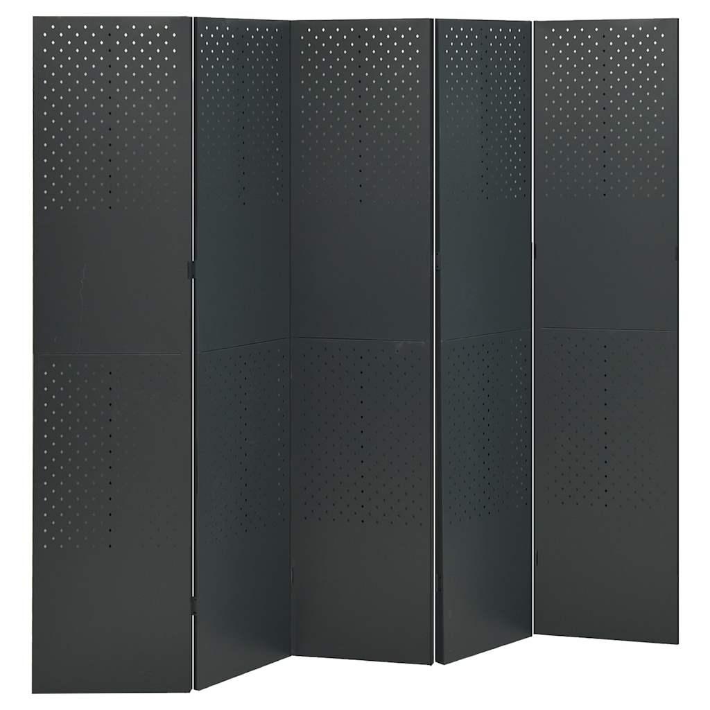 Biombo divisor de 5 paneles acero antracita 200x180 cm