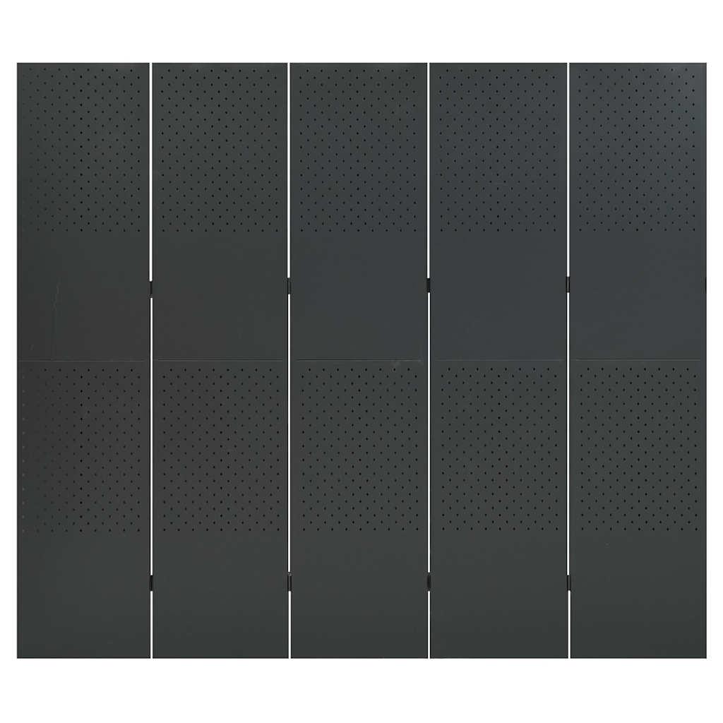 Biombo divisor de 5 paneles acero antracita 200x180 cm