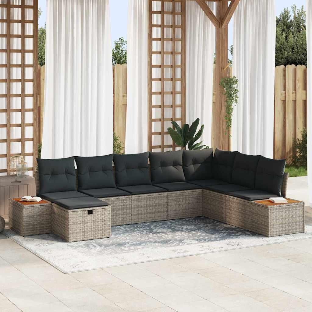 Conjunto de sofá de jardín con cojín ratán sintético
