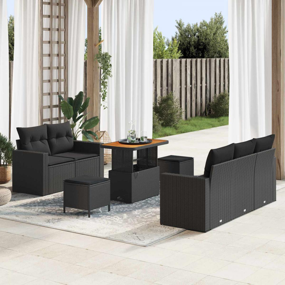Conjunto de sofá de jardín 8 pcs ratán sintético