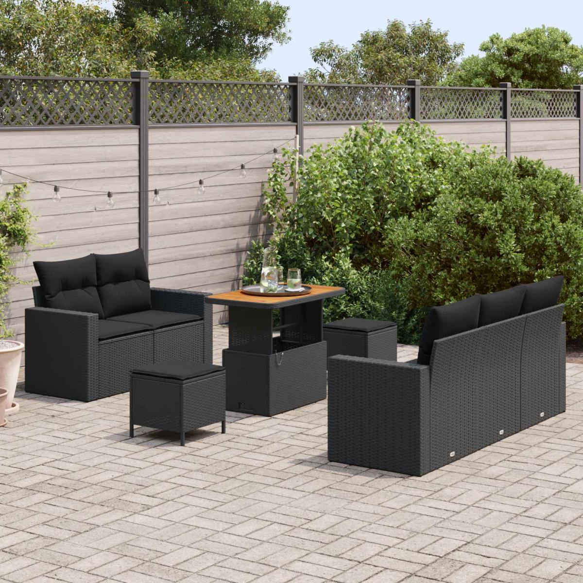 Conjunto de sofá de jardín 8 pcs ratán sintético