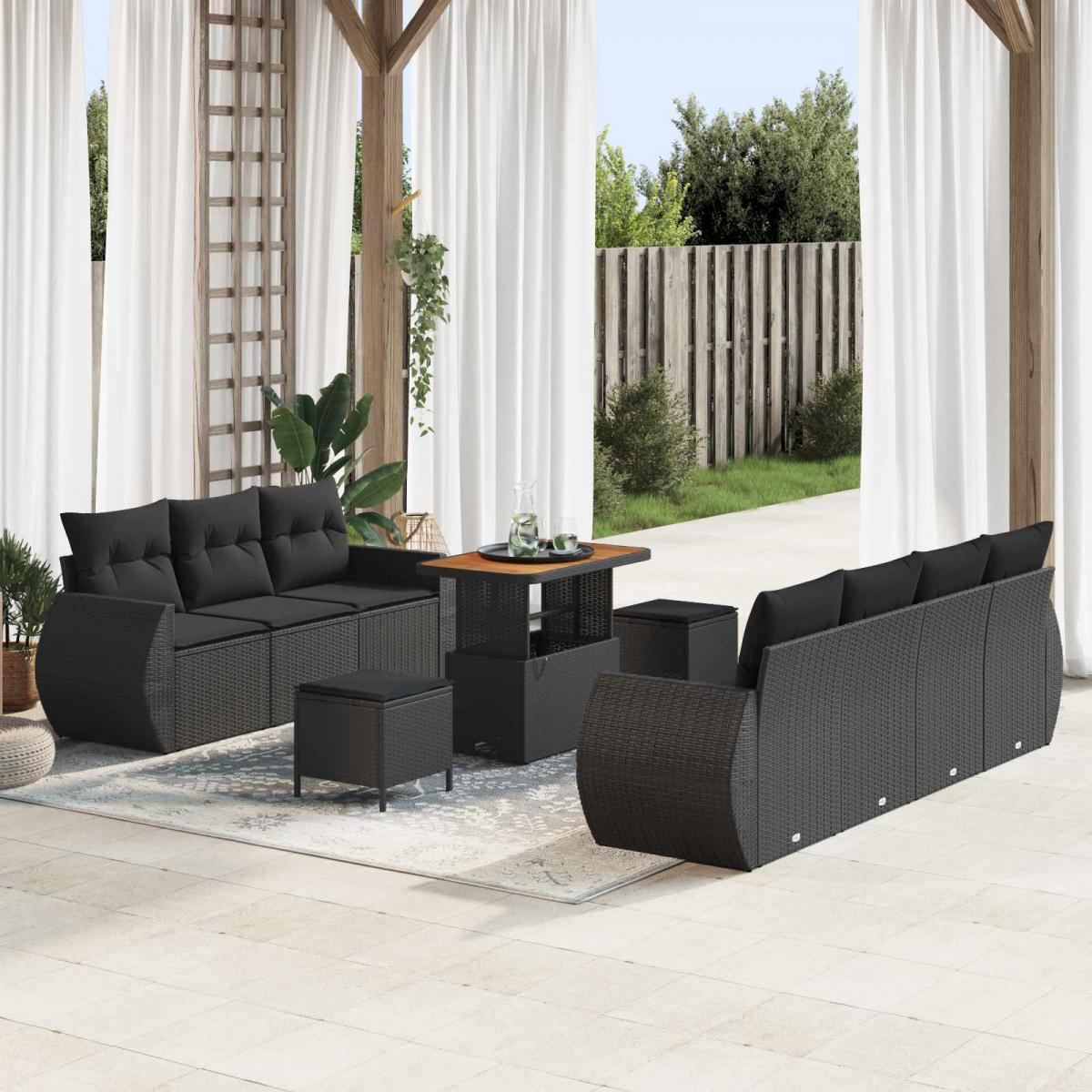 Conjunto de sofá de jardín 10 pcs ratán sintético