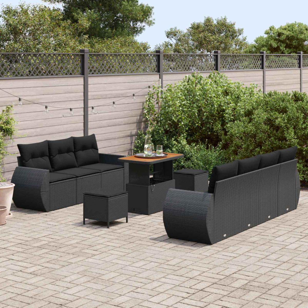 Conjunto de sofá de jardín 10 pcs ratán sintético