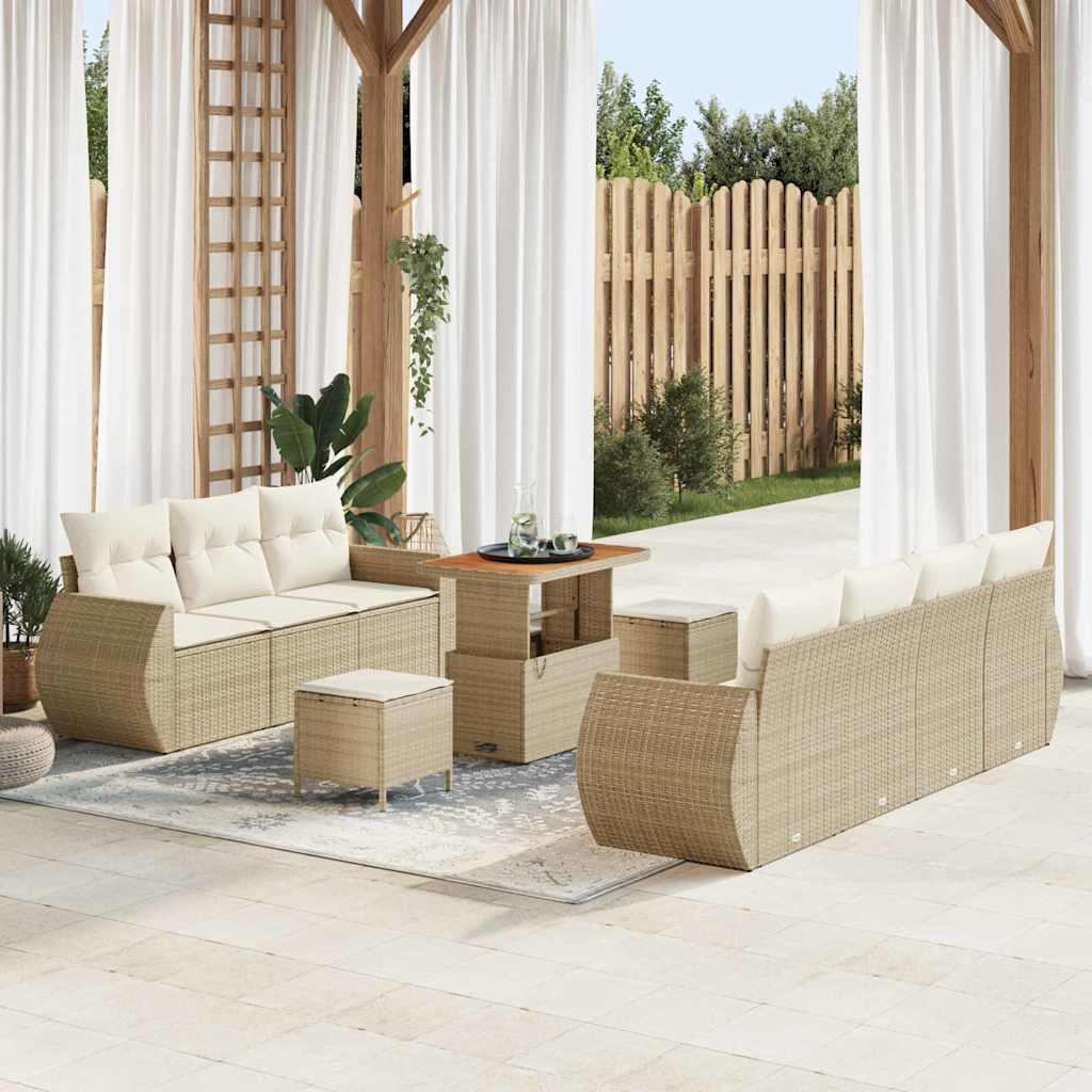 Conjunto de sofá de jardín 10 pcs ratán sintético