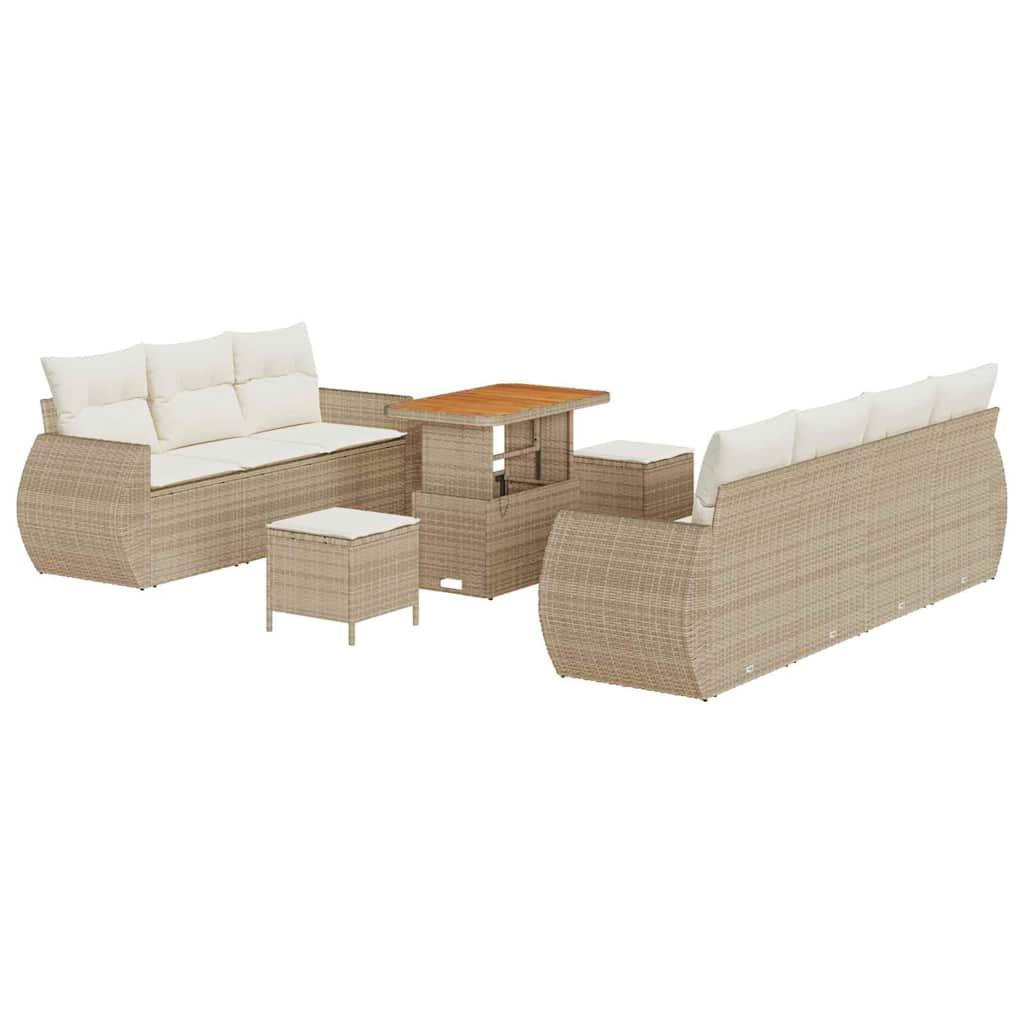 Conjunto de sofá de jardín 10 pcs ratán sintético