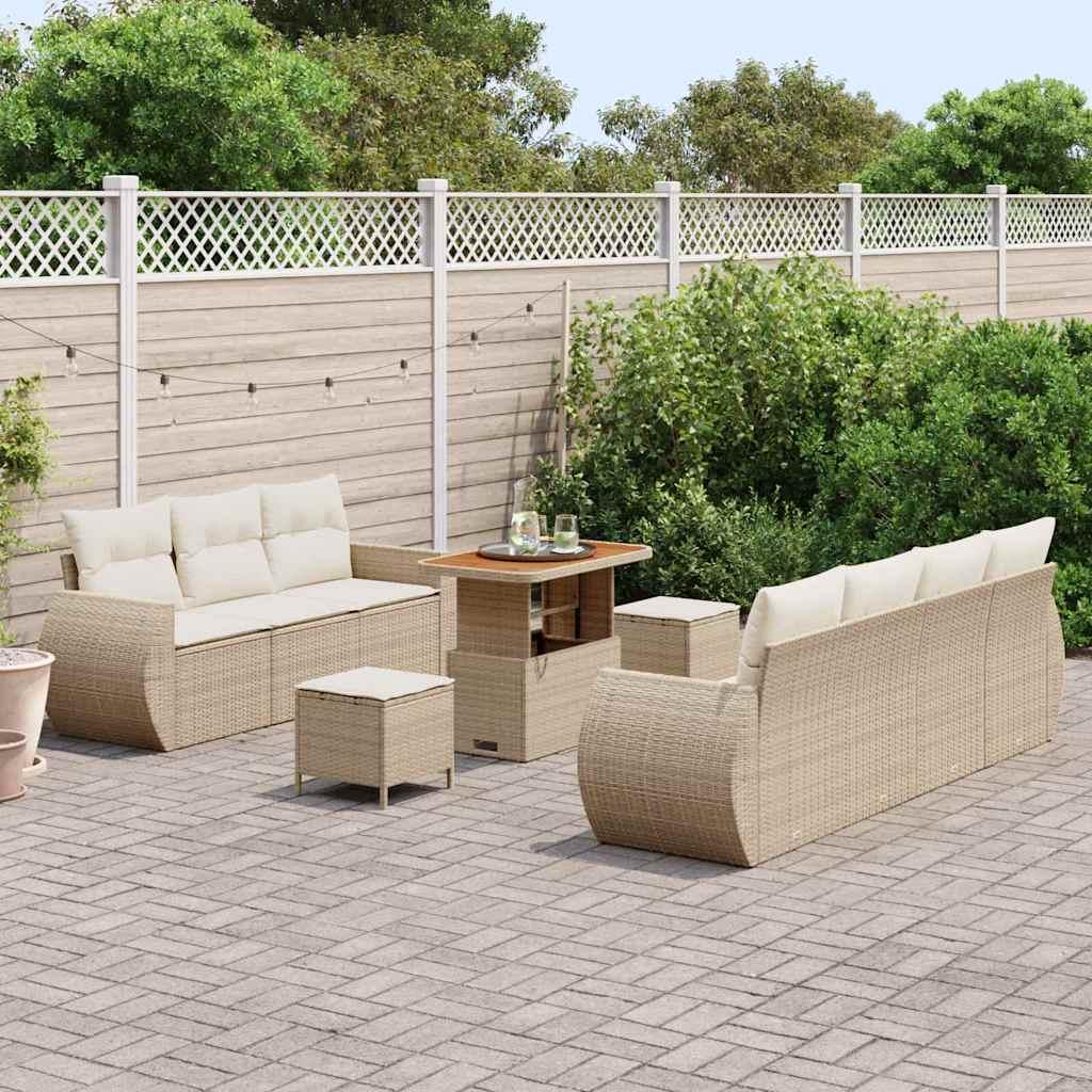 Conjunto de sofá de jardín 10 pcs ratán sintético