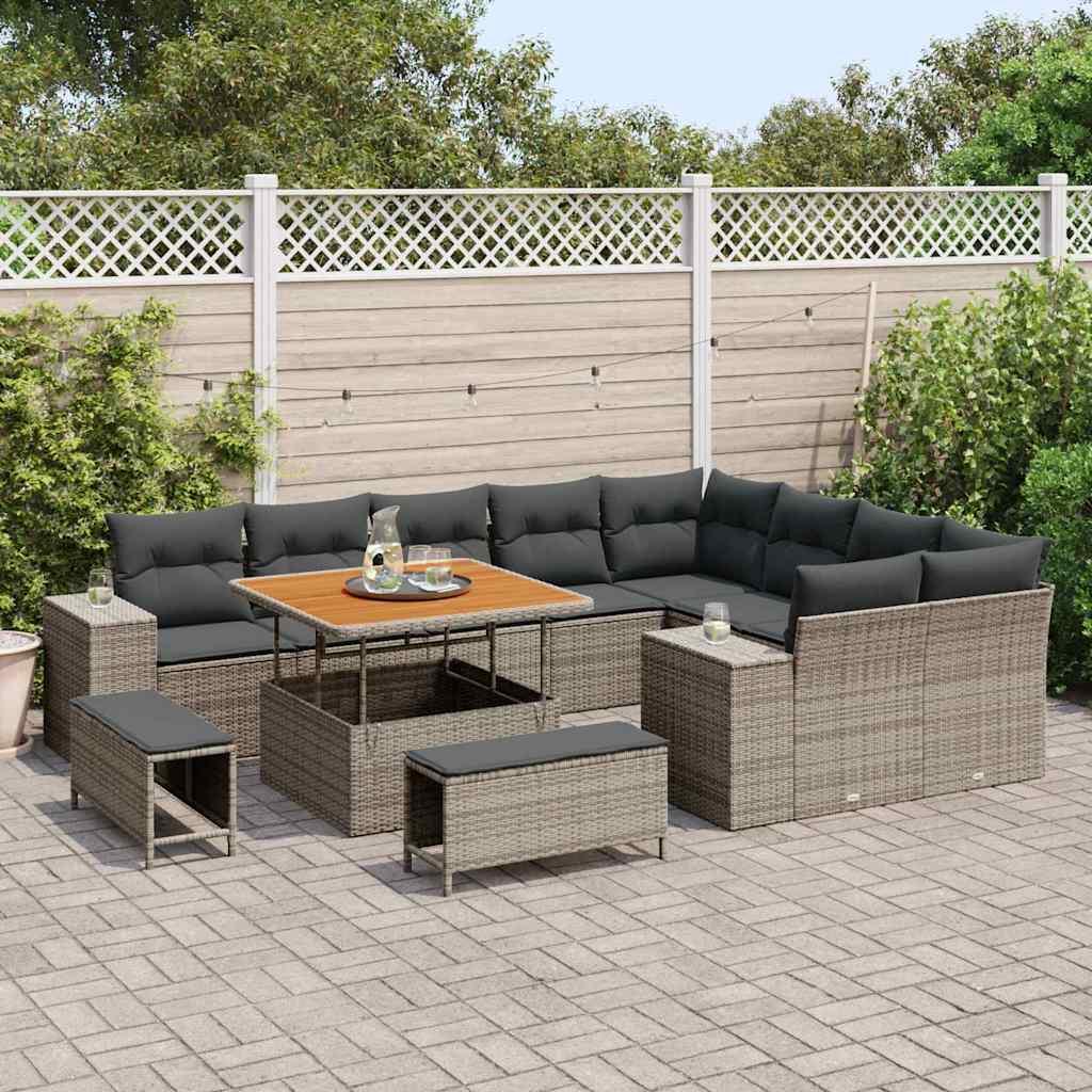 Conjunto de sofá de jardín 12 uds. ratán sintético