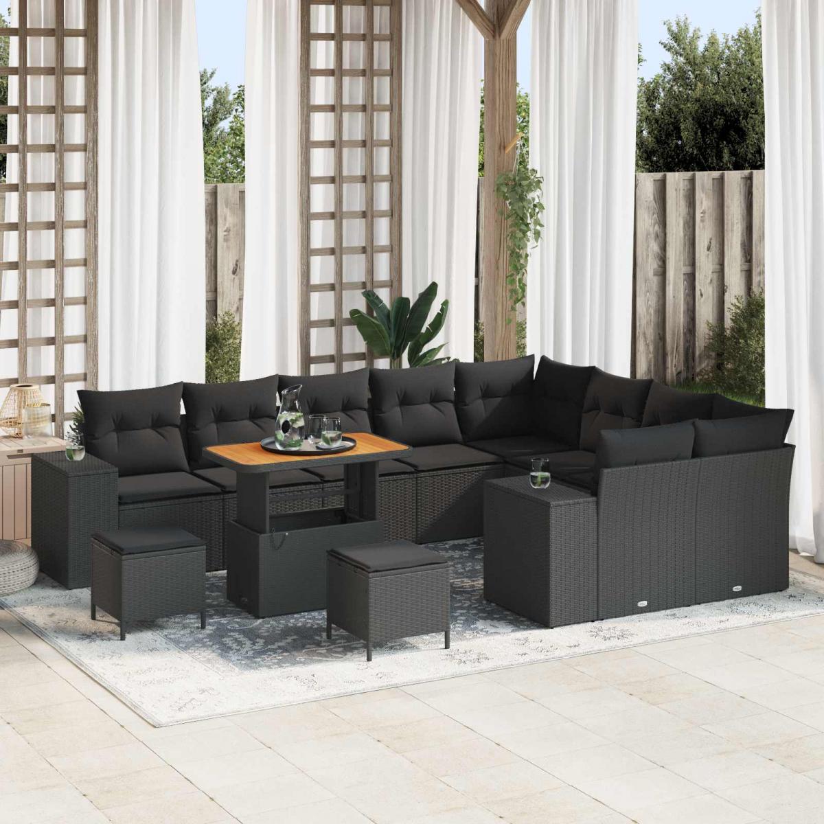Conjunto de sofá de jardín 12 uds. ratán sintético