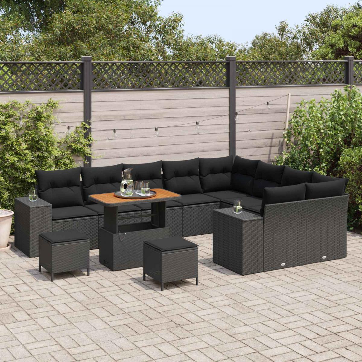 Conjunto de sofá de jardín 12 uds. ratán sintético