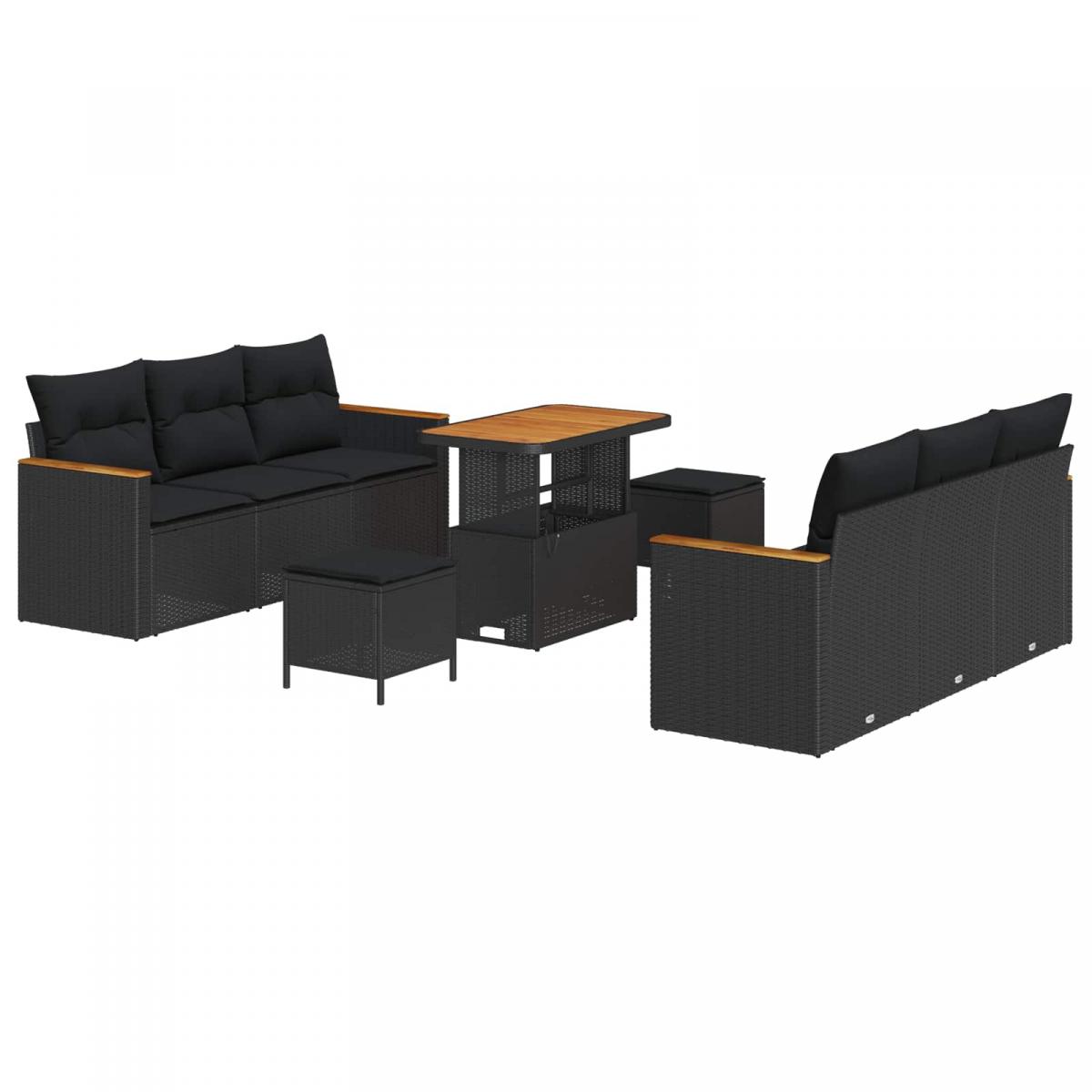 Conjunto de sofás de jardín 9 pcs ratán sintético