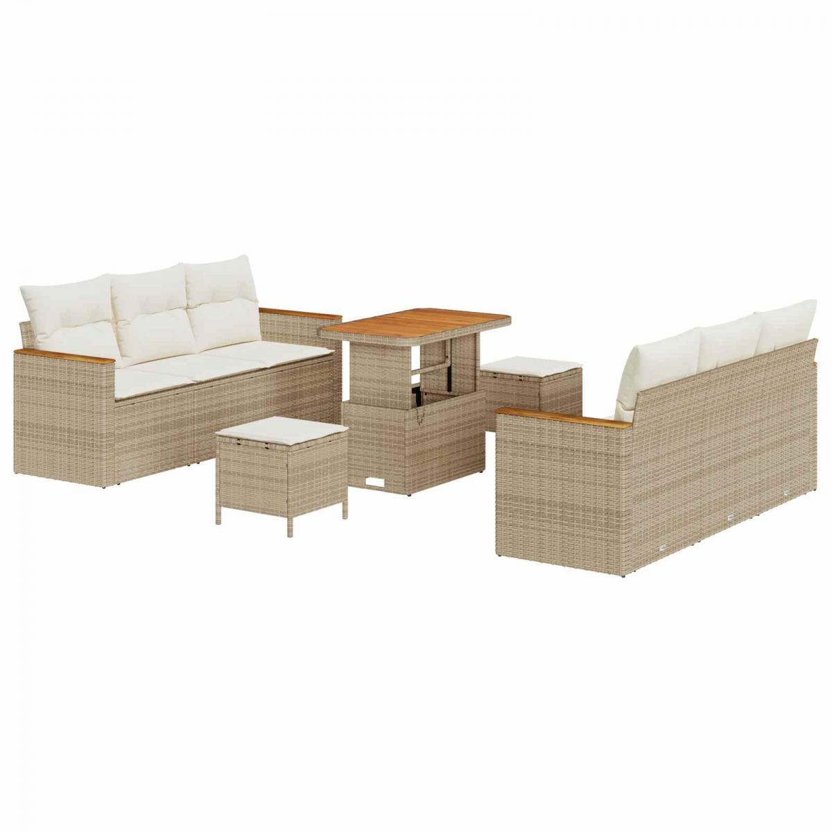 Conjunto de sofás de jardín 9 pcs ratán sintético