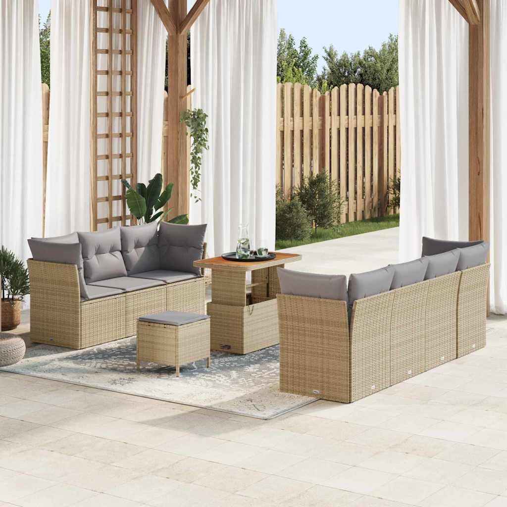 Conjunto de sofá de jardín con cojín 10 pcs