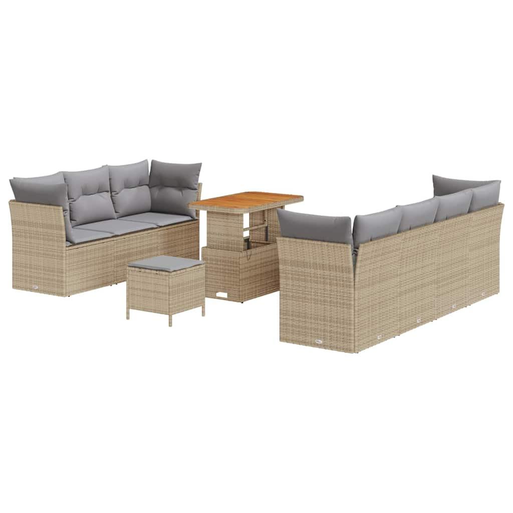 Conjunto de sofá de jardín con cojín 10 pcs