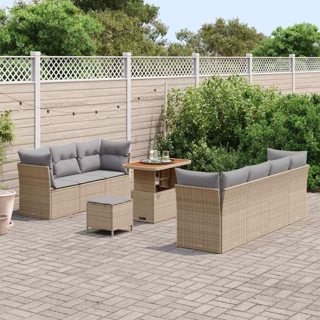 Conjunto de sofá de jardín con cojín 10 pcs