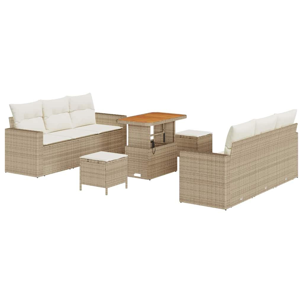 Conjunto de sofá de jardín 9 uds. 6-Número de plazas