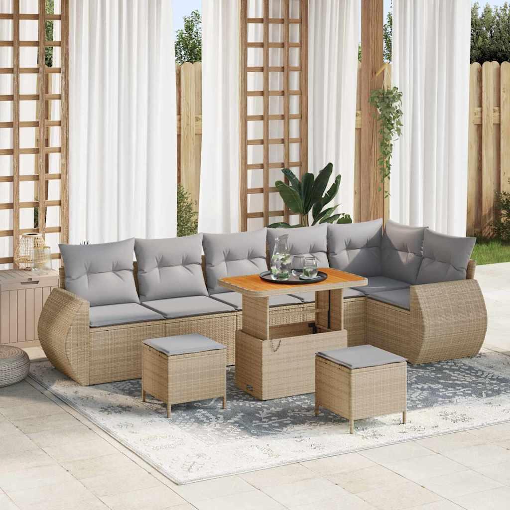 Conjunto de sofá de jardín 9 uds. 9-Número de plazas