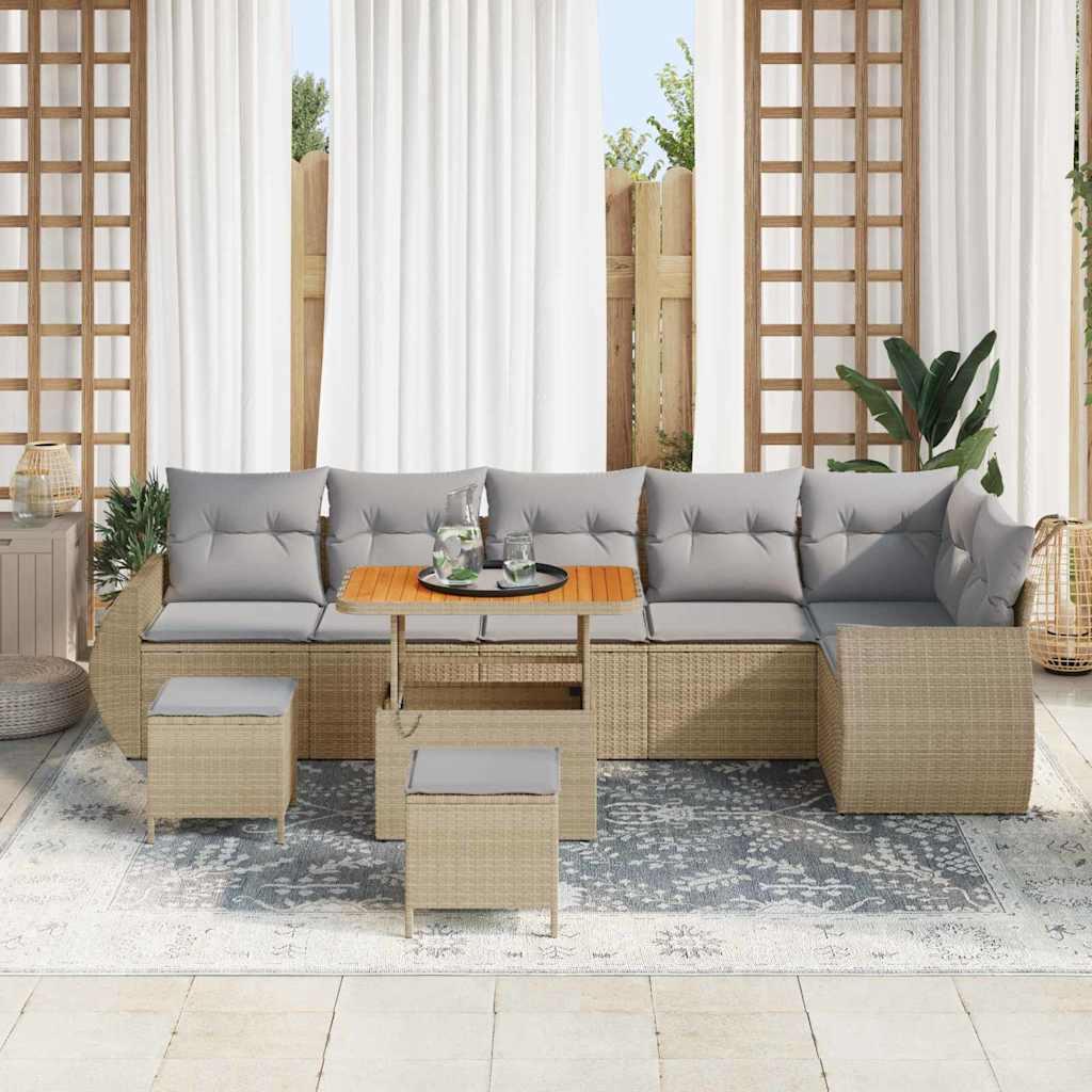 Conjunto de sofá de jardín 9 uds. 9-Número de plazas