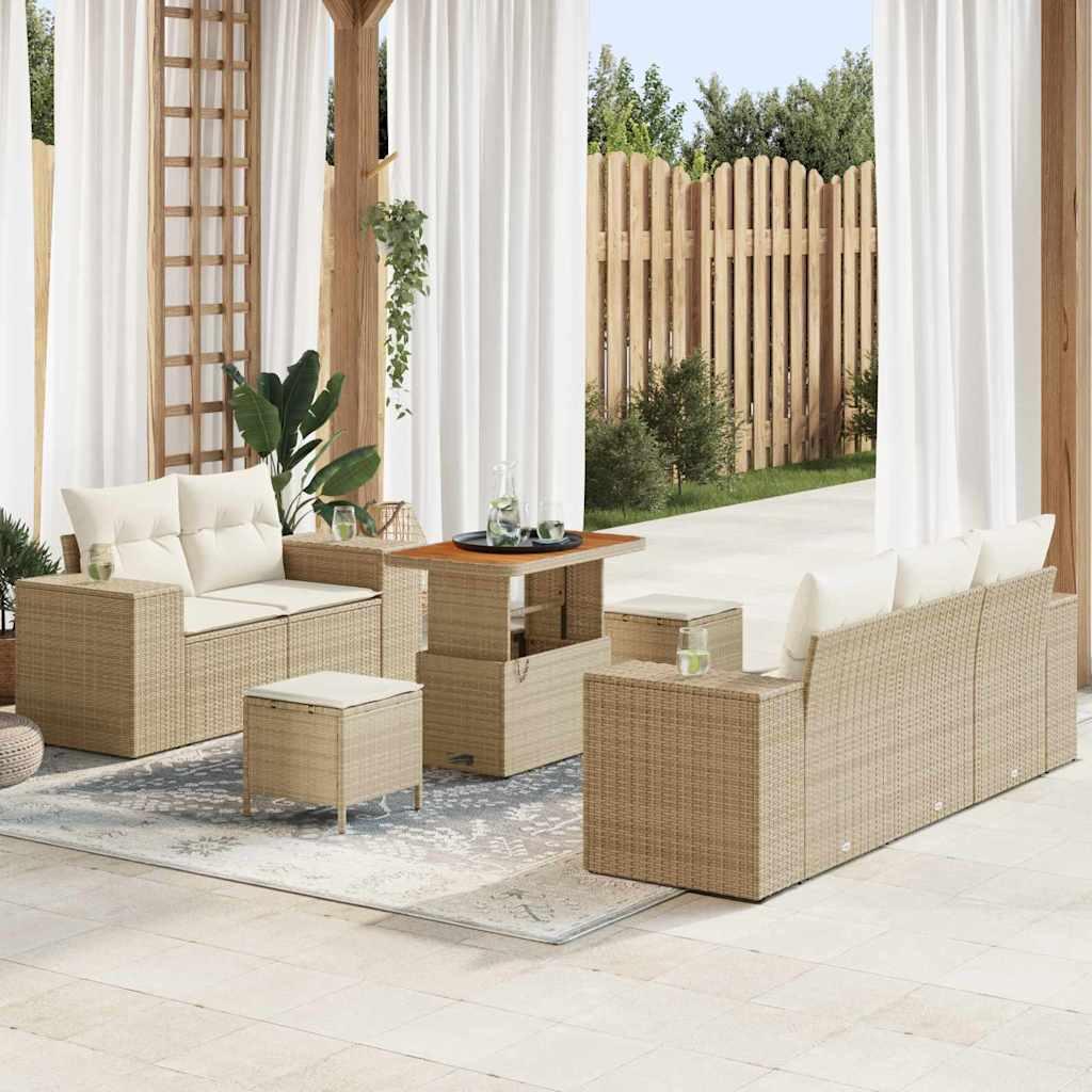 Conjunto de sofá de jardín 8 uds. 8-Número de plazas