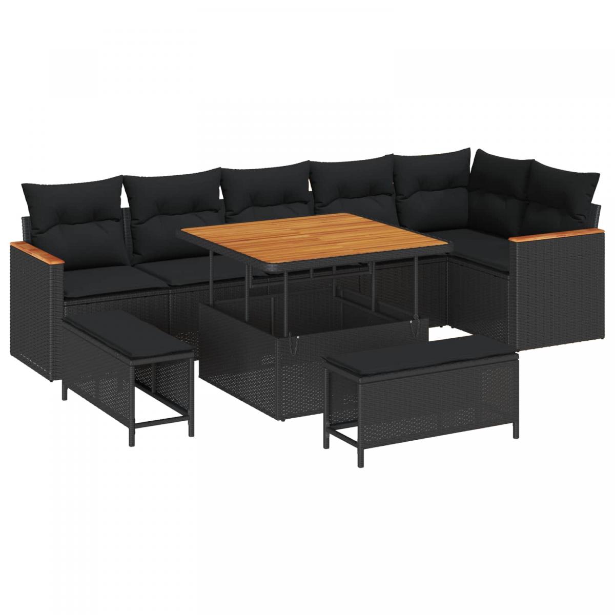 Conjunto de sofá de jardín 9 uds. 6-Número de plazas