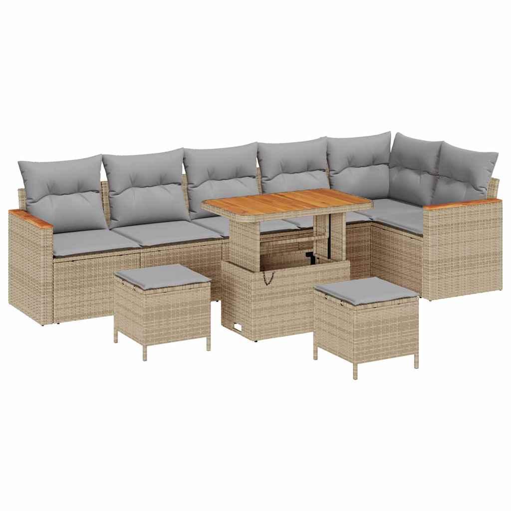 Conjunto de sofá de jardín con cojín Manual Beige Poliratán