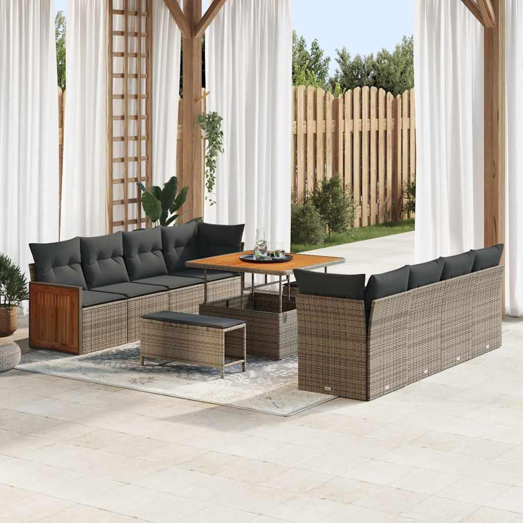 Conjunto de sofás de jardín con cojín Gris 231 x 224 x 85 cm