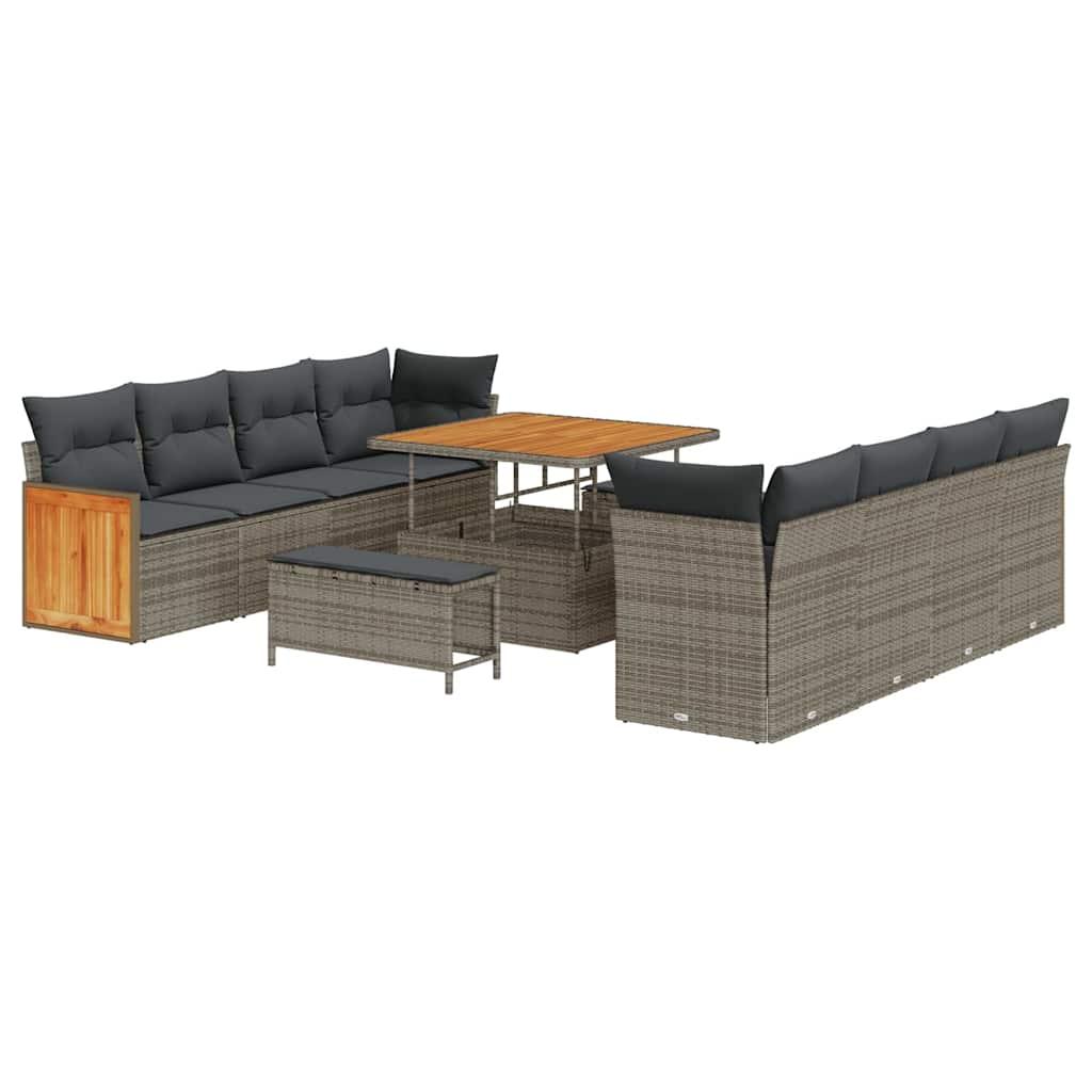 Conjunto de sofás de jardín con cojín Gris 231 x 224 x 85 cm