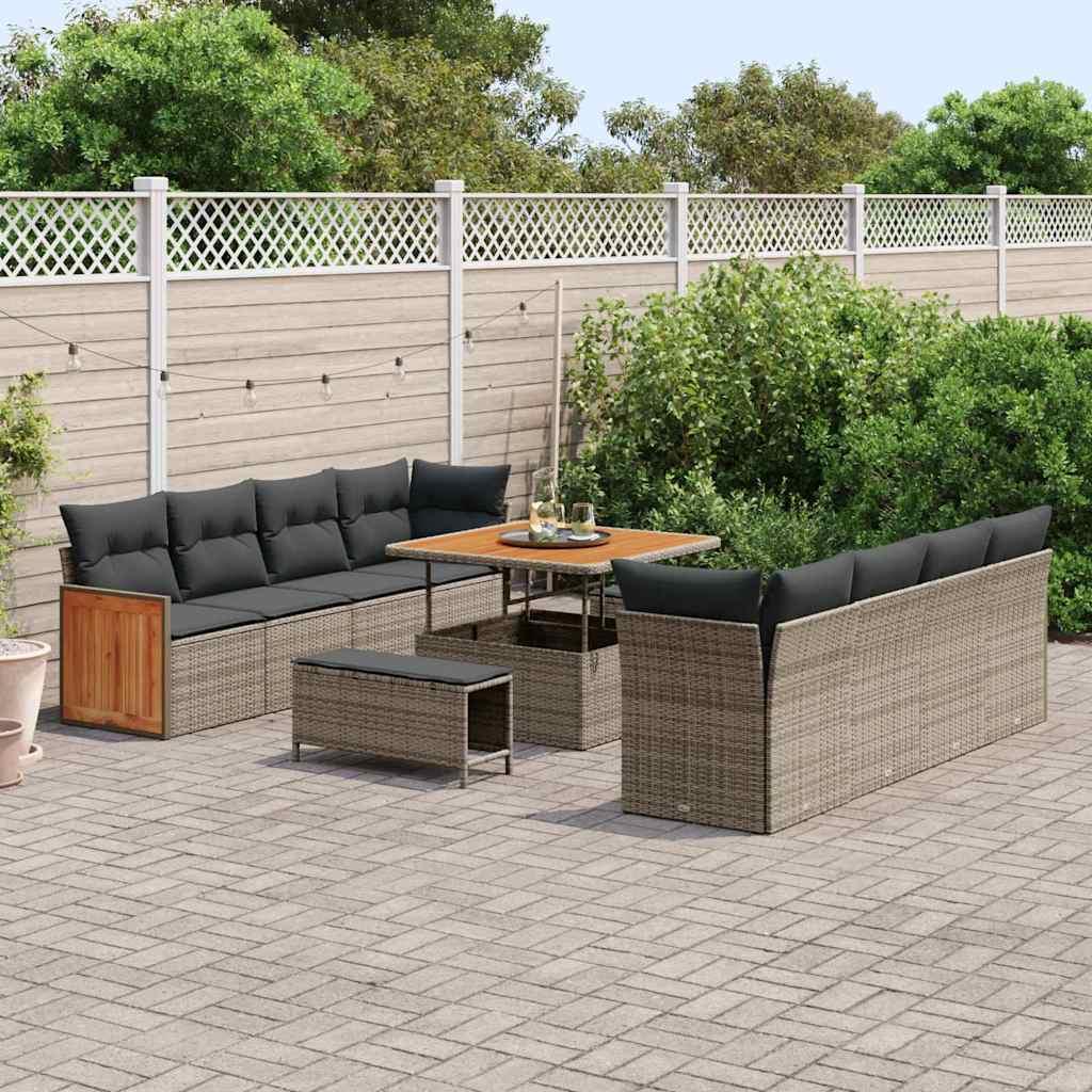 Conjunto de sofás de jardín con cojín Gris 231 x 224 x 85 cm