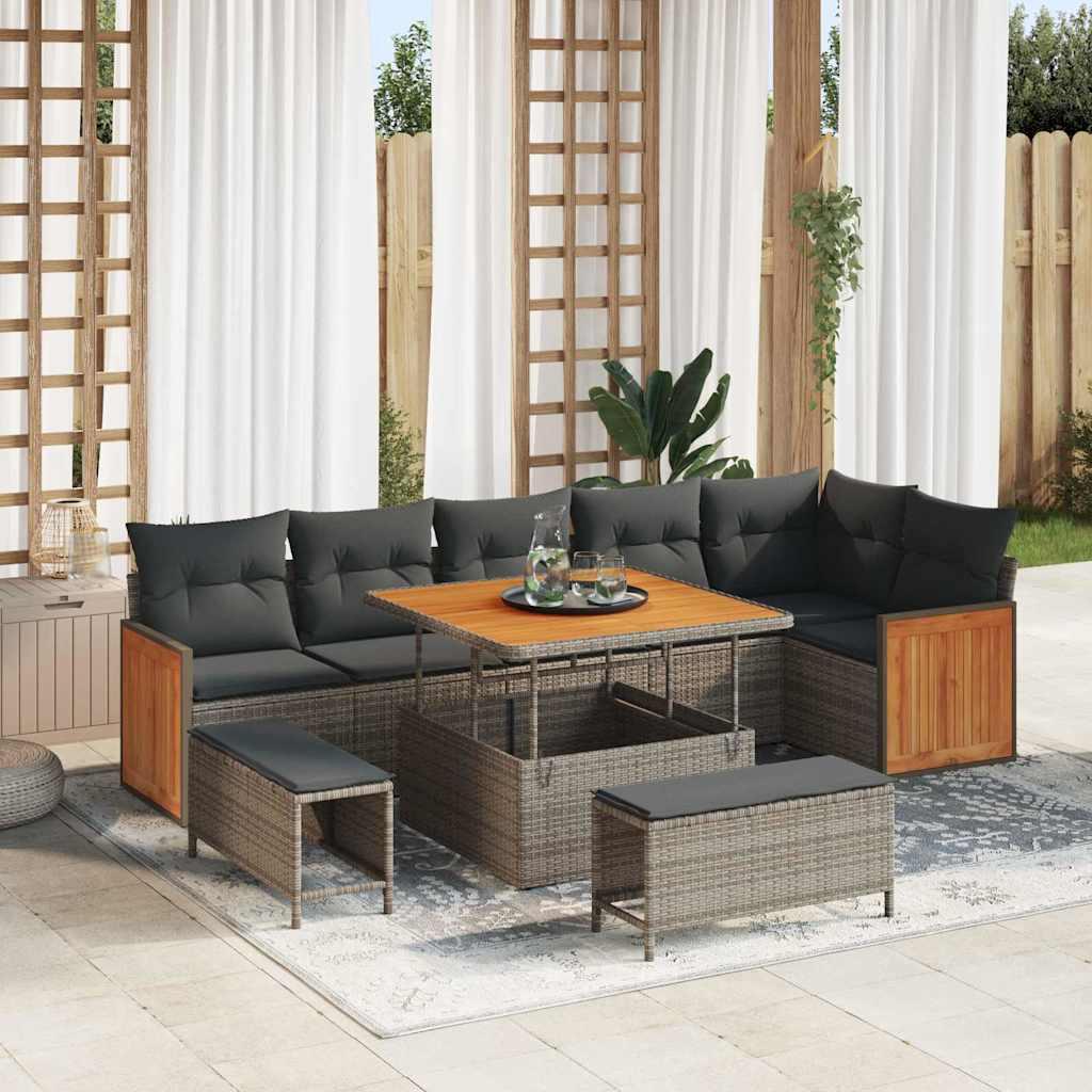 Conjunto de sofás de jardín 11 uds. 9-Número de plazas
