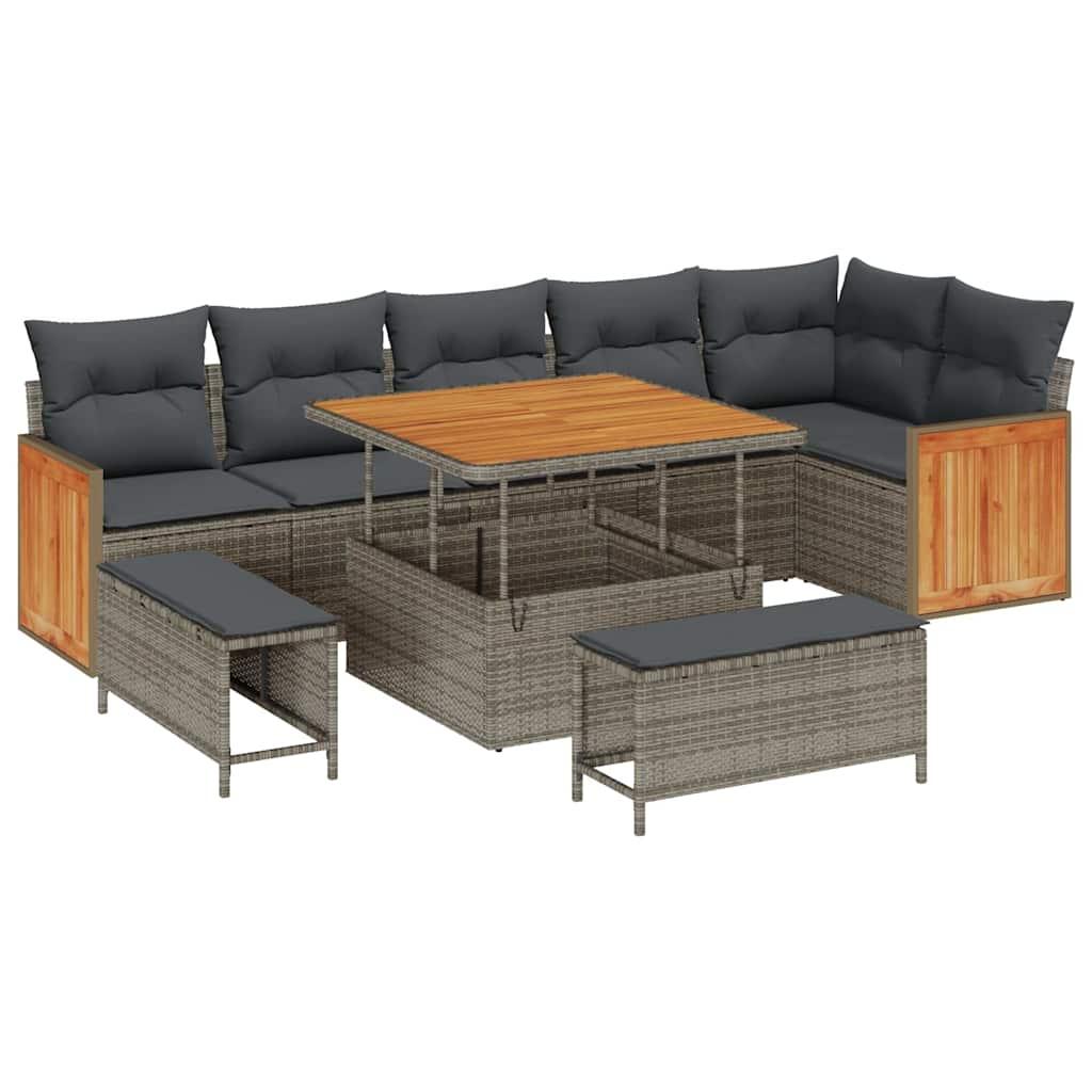 Conjunto de sofás de jardín 11 uds. 9-Número de plazas