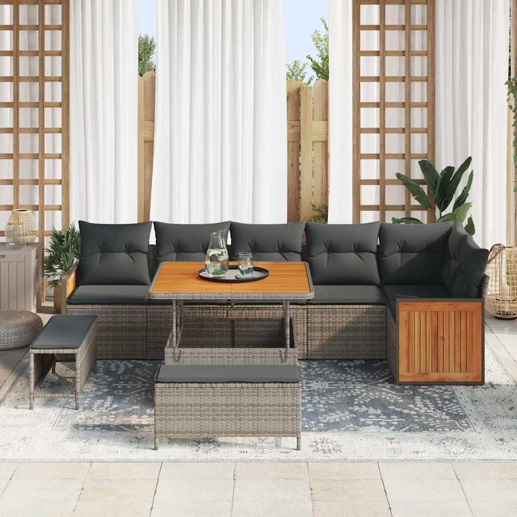 Conjunto de sofás de jardín 11 uds. 9-Número de plazas