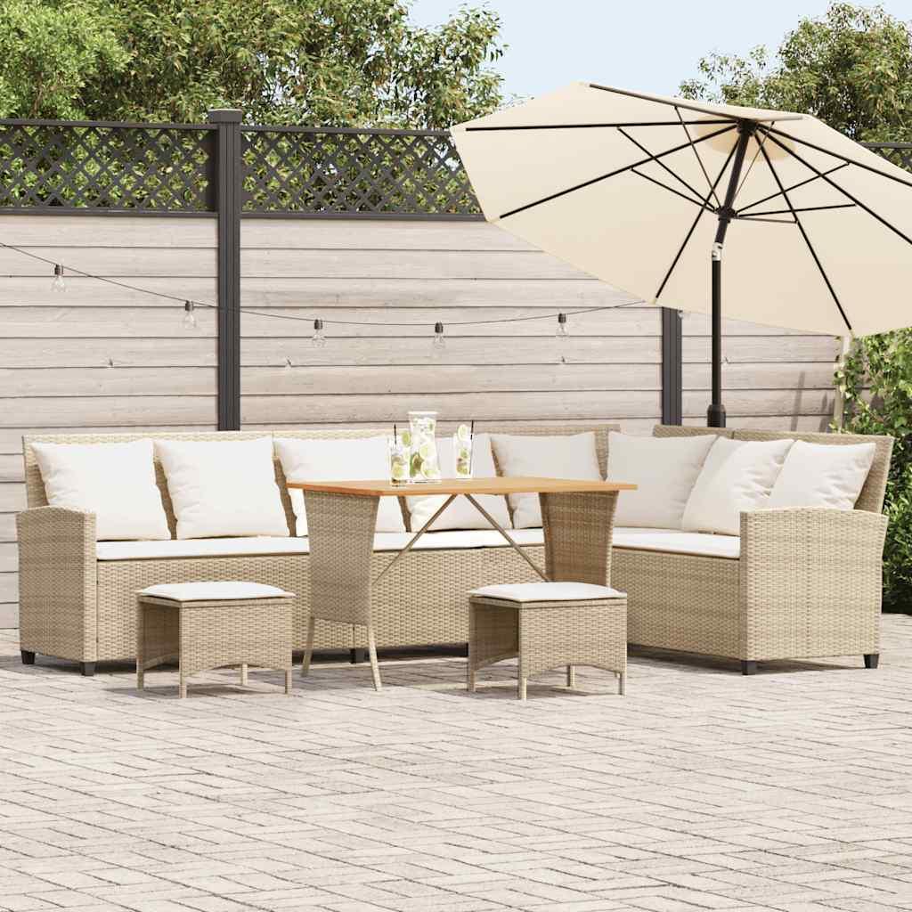 Juego de sofás de jardín en forma de L con cojines 4 pzas beige