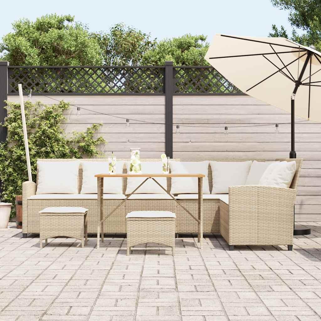 Juego de sofás de jardín en forma de L con cojines 4 pzas beige