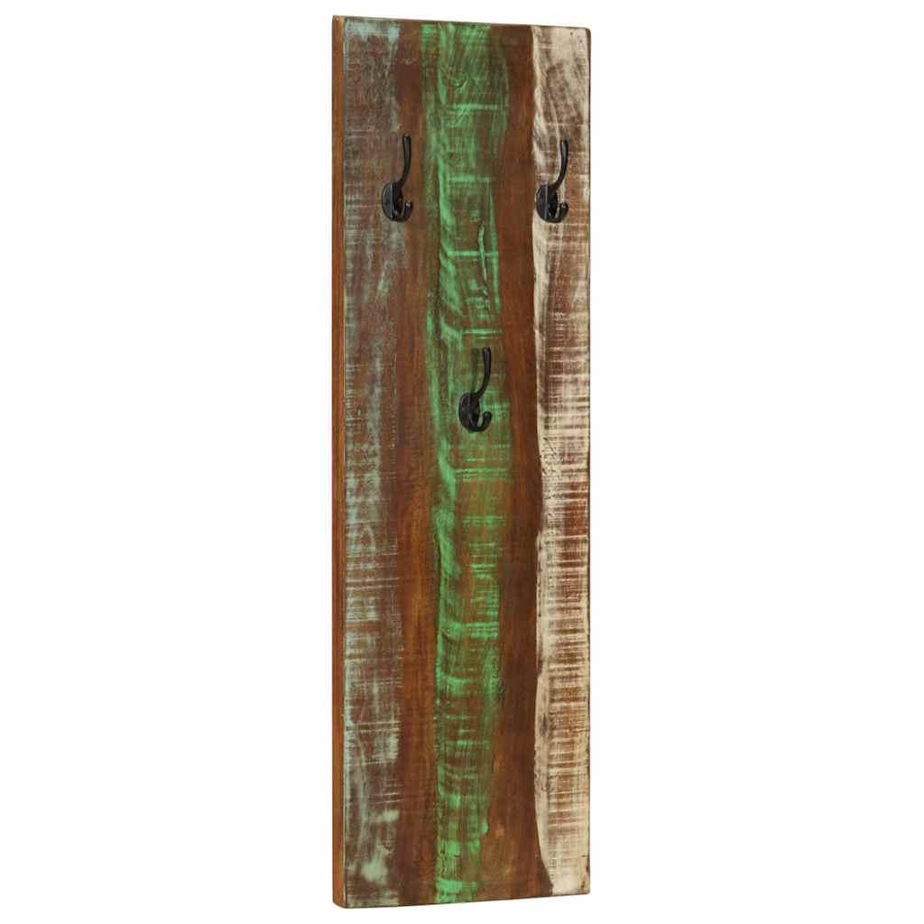 Percheros de pared 2 uds madera maciza reciclada 36x3x110 cm
