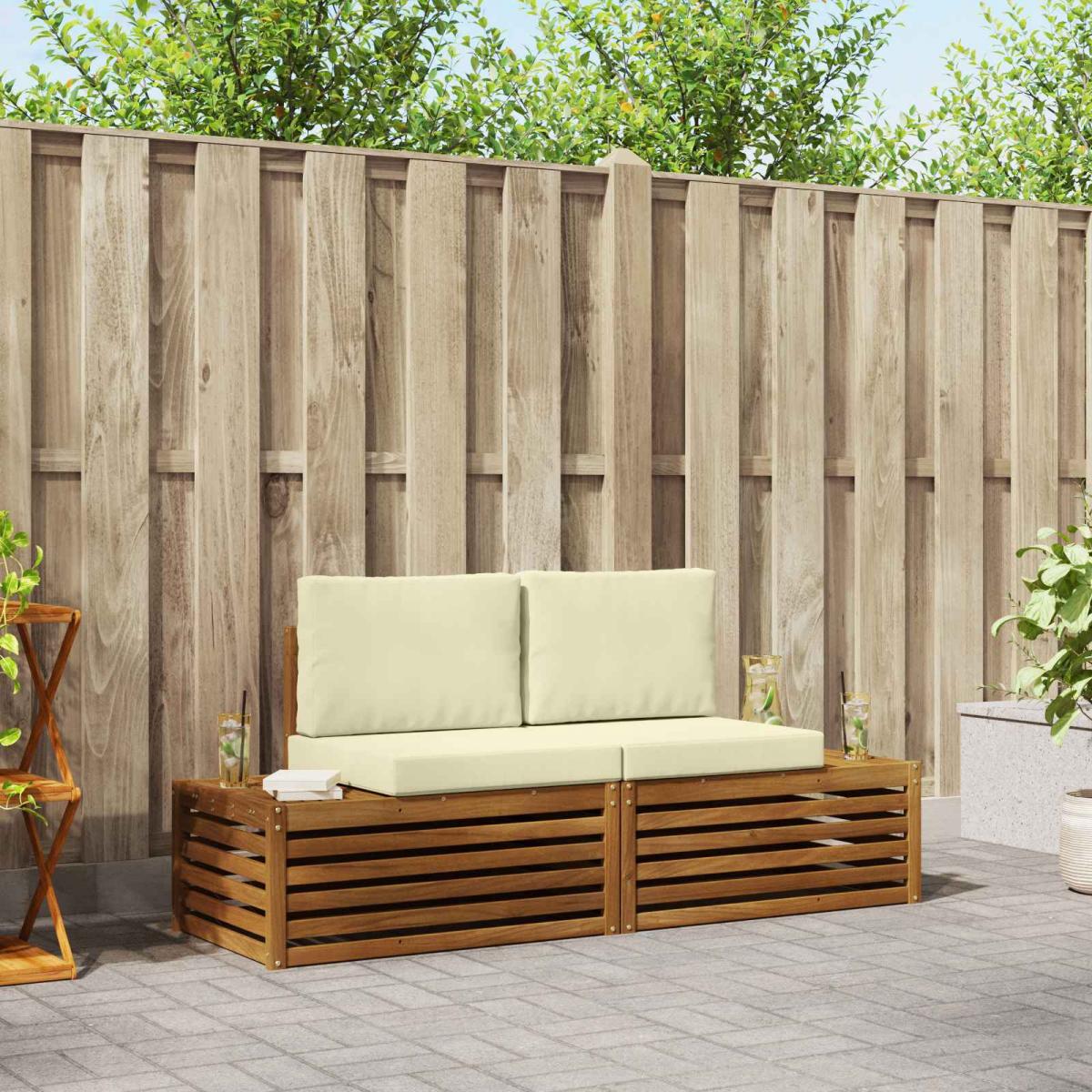 2 uds. Conjunto de sofás de exterior Natural y Crema