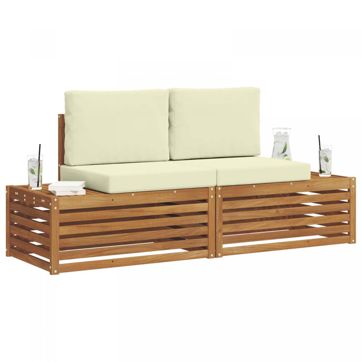 2 uds. Conjunto de sofás de exterior Natural y Crema