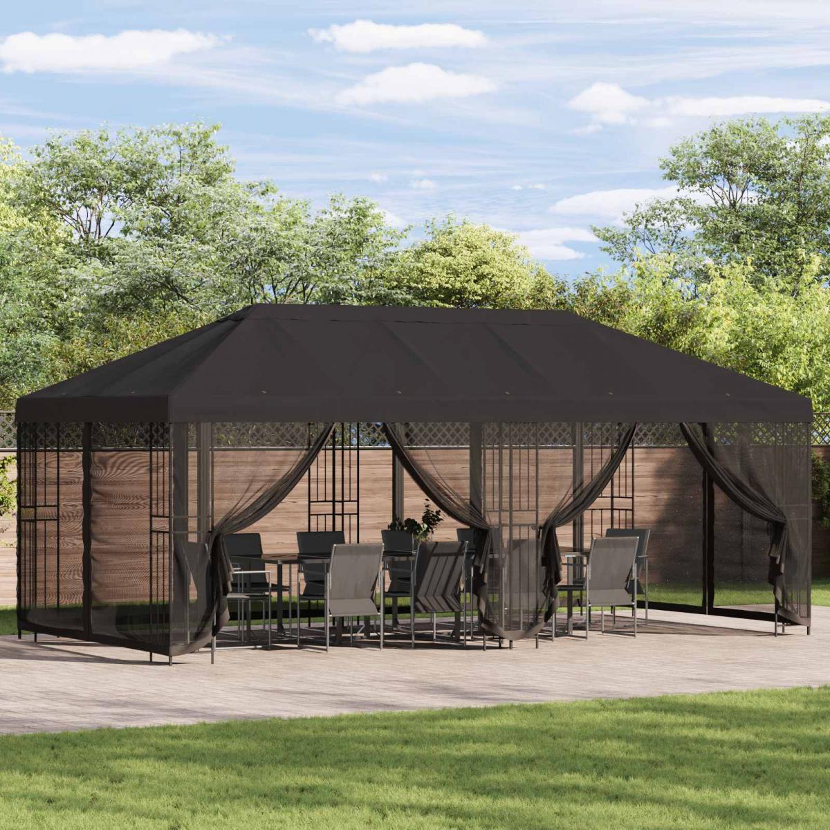 Gazebo con paredes laterales 6 x 3 m